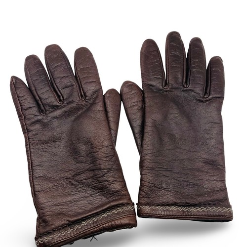 Fownes Womens Brown Leather Gloves Size Large L Lined Winter Driving Vintage - Picture 6 of 8