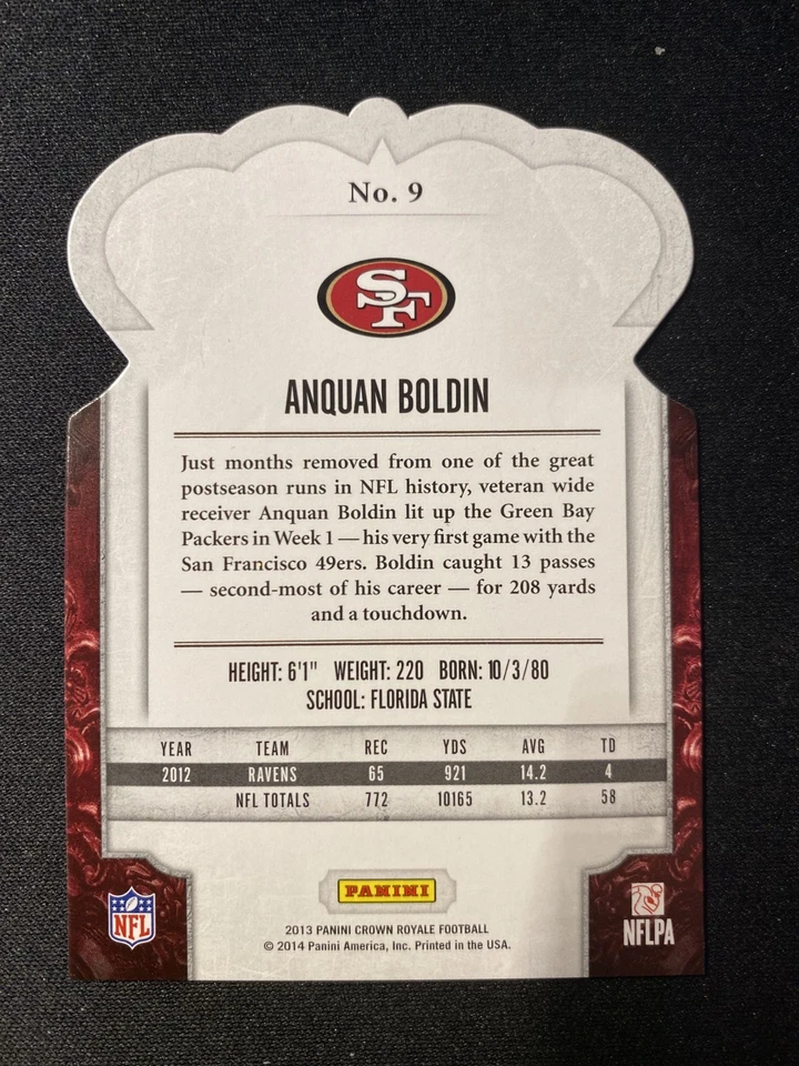2013 Panini Crown Royale - Anquan Boldin #9 Bronze Holo Die-Cut Crown /299 - Image 2 of 2