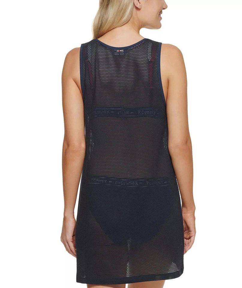 NWT Tommy Hilfiger Designer Mesh Swim CoverUp Dress S M $78 Blue Red White - Image 2 of 4