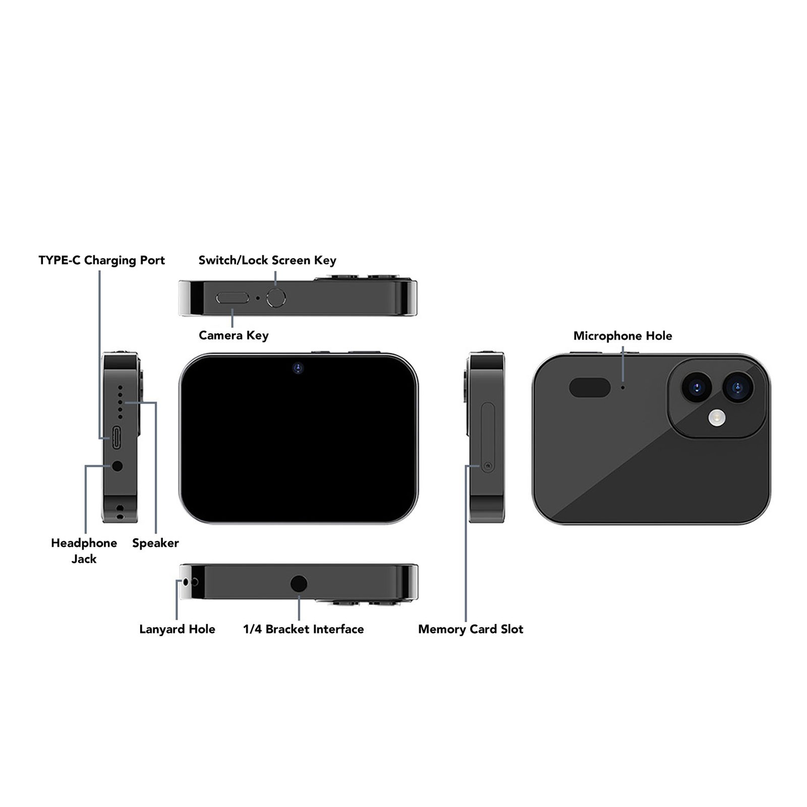 4K Digital Camera 64MP Triple Camera Touchscreen 120 Degree Wide Angle For Photo