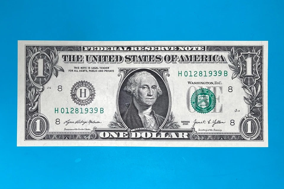 January 28, 1939 (H 01281939 B) BIRTHDAY ANNIVERSARY $1 One Dollar Bill *UNC* . - Image 2 of 4