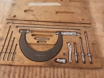 VINTAGE TUMICO TUBULAR MICROMETER INSIDE OUTSIDE W/ wooden case