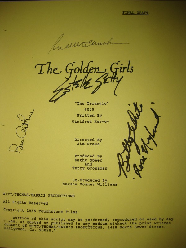 The Golden Girls Signed TV Script Betty White Bea Arthur Rue McClanahan reprint 