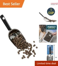 Stainless Steel Scoop 1 Cup Durable Easy Grip Dishwasher Safe Pet Feeding Tool