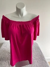 St Johns Bay Pink Knit Off The Shoulder 1/2 Sleeve Top Blouse 1X