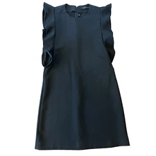 NWT Zara Woman Dress Sz XS Black Sleeveless Butterfly Ruffle Sleeve Back Zipper