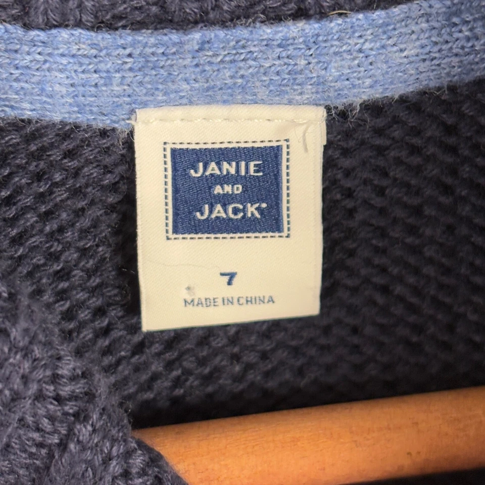 Suéter Janie and Jack Niños Talla 7 Años Fair Isle Copo de Nieve Pullover Invierno Azul Marino Foto 3 de 4