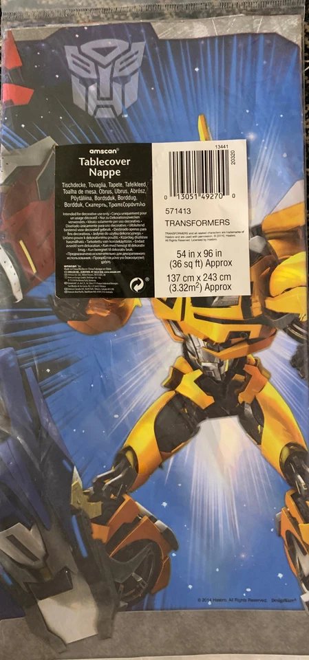 Cubierta de mantel de plástico Transformers 1 pieza 54x96 Optimus Prime Bumblebee 2014 Foto 4 de 4
