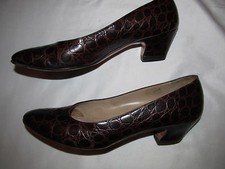 SALVATORE FERRAGAMO dark brown polished croc alligator skin loafers shoes 7 AAA