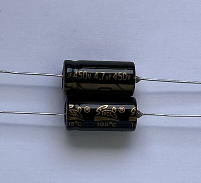 Supertech Alu Elko AXH 4,7µF 20% 450V axial Ø10x20mm 105°C ( Menge wählbar ) 