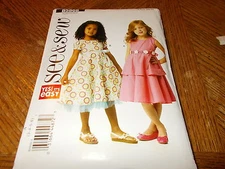 Butterick Pattern B5868 Girl EZ SEE &SEW Dress w/Skirt~Tier Skirt~Sleeve Opt 3-6