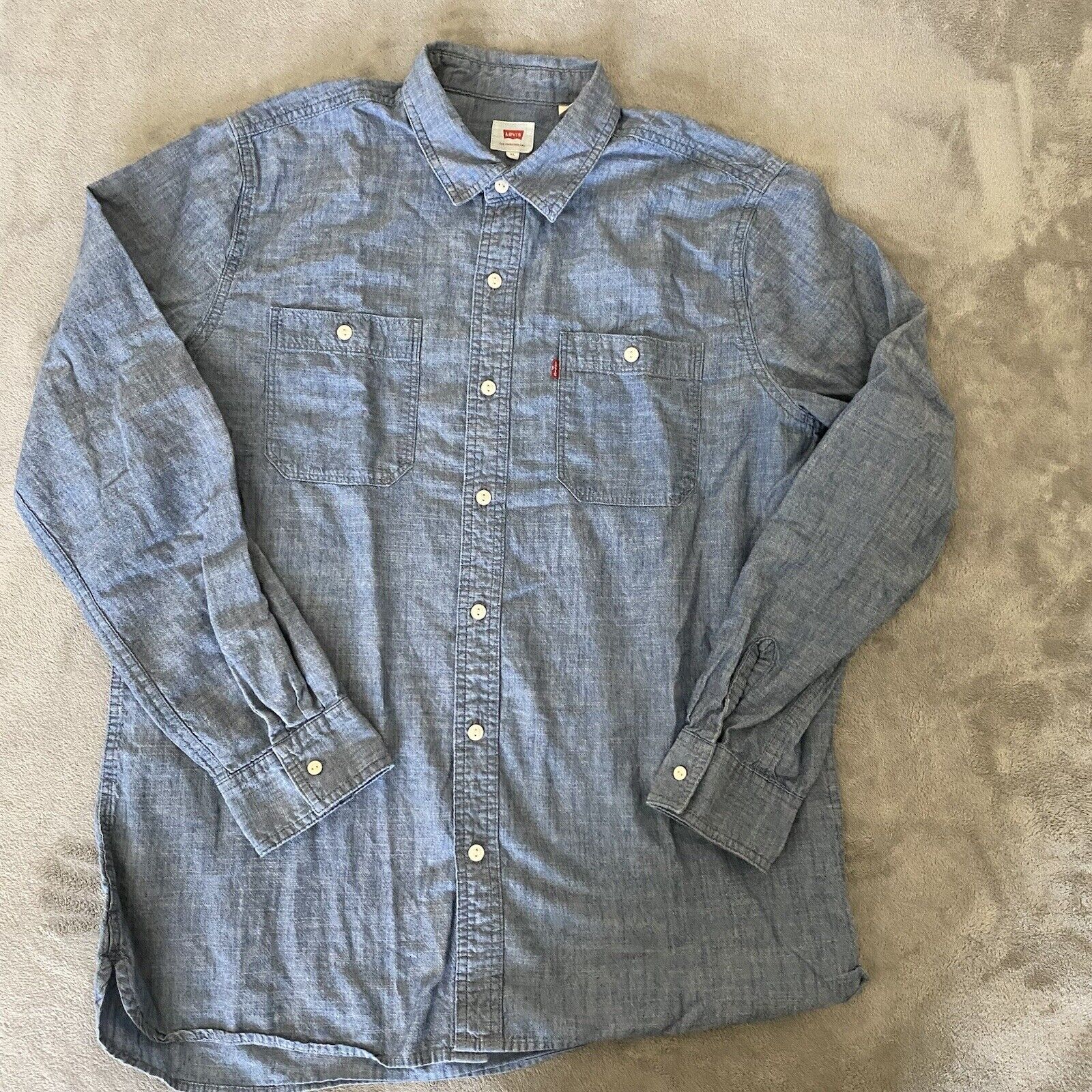 Levis Chambray Western Shirt Mens XL Button Up Lo… - image 2