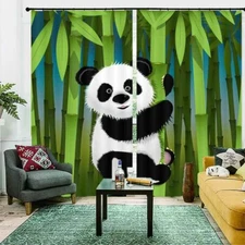 Panda Spider Bamboo 3D Curtain Blockout Photo Printing Curtains Drape Fabric