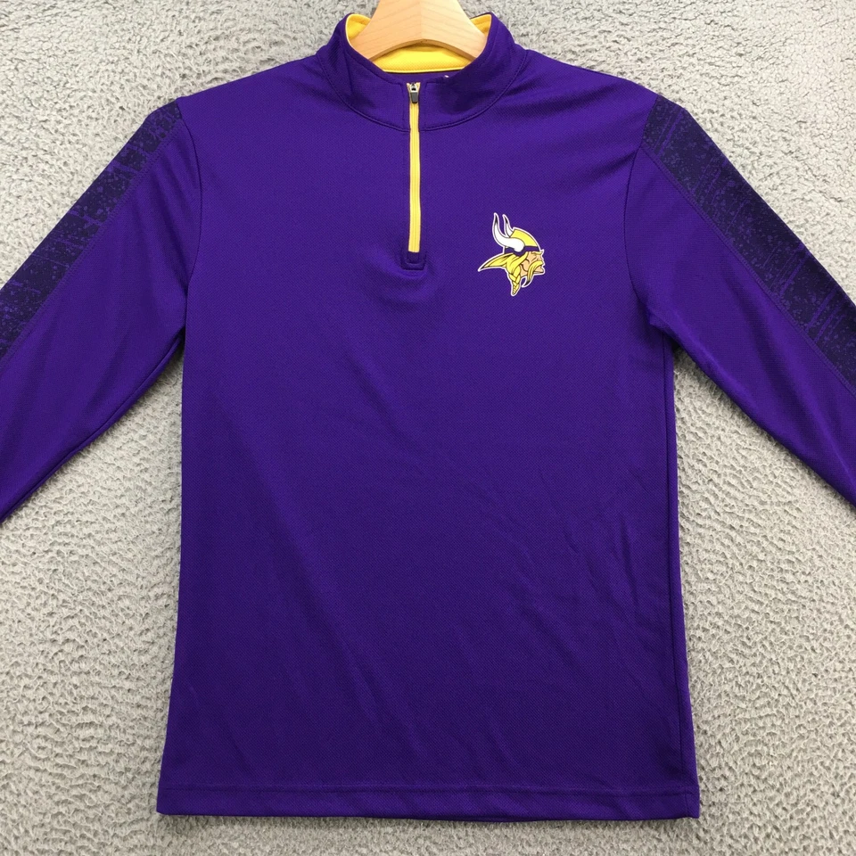 Ropa de equipo NFL Minnesota Viking Sudadera para hombre S púrpura cuello falso cuarto cremallera Foto 2 de 4