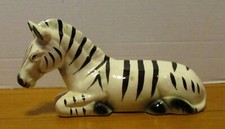 Vintage Porcelain Zebra Figure  Laying Down  11" Long X 5 1/2" High   RARE!!!!
