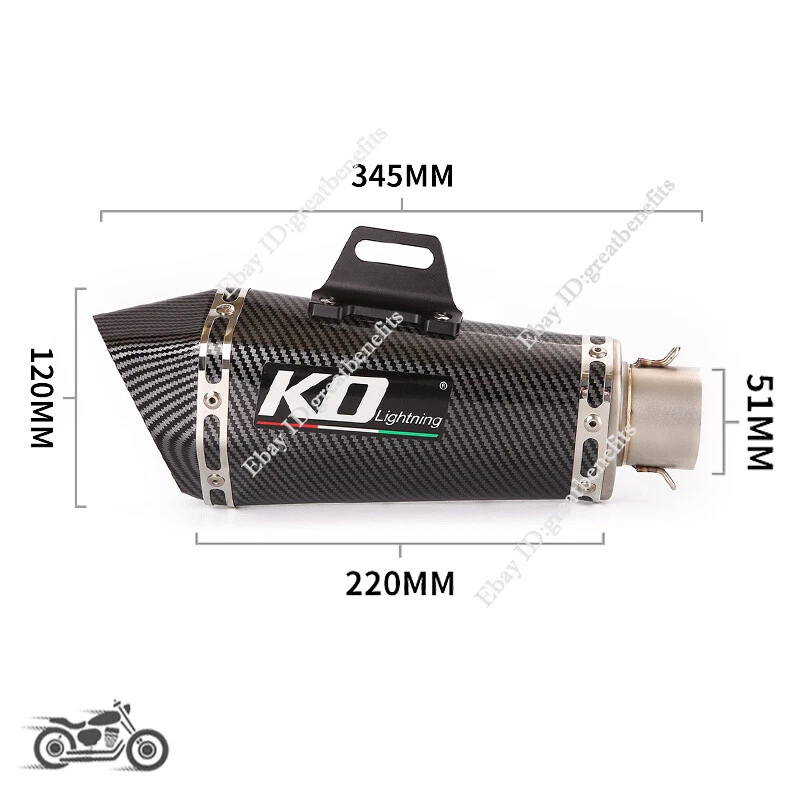 Sistema de tubo de conexión de escape medio 345 mm silenciador escape deslizable para Yamaha FZ8 FZ8N Foto 2 de 4