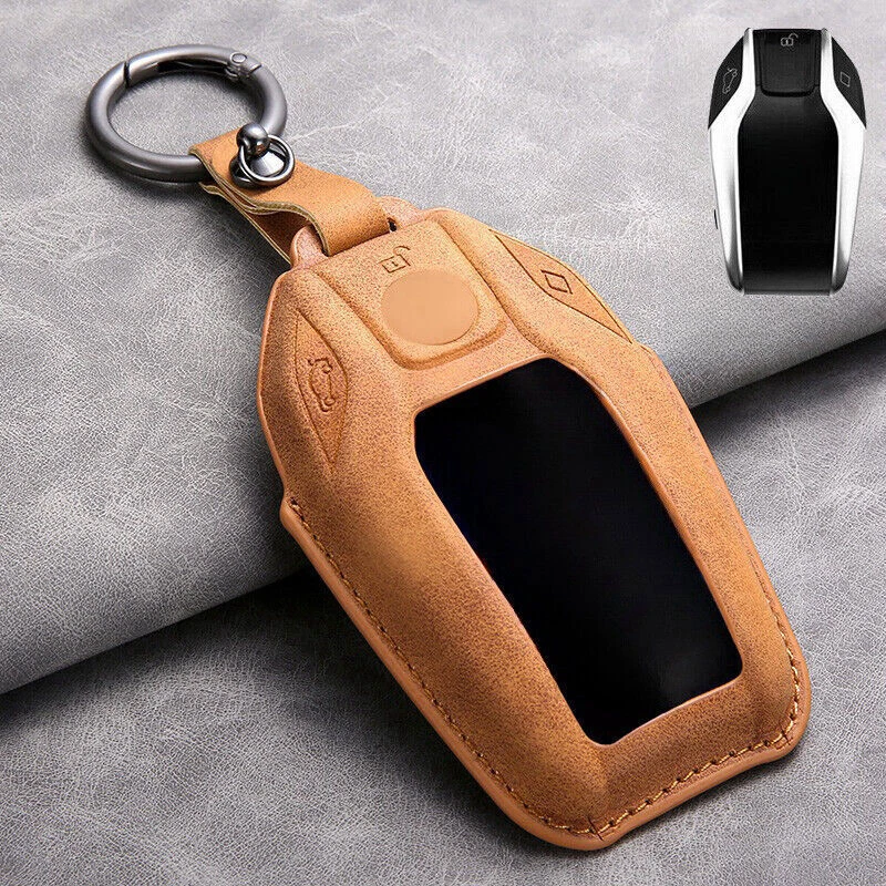 Genuine Leather Car Key Fob Case Cover Bag For BMW 740i 730Li G12 I8 G30 X4 X5 7 - Imagem 3 de 4