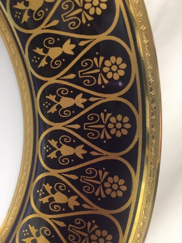 (12)Chas Haviland Limoges Incrustation Polie a l'agate Cobalt 9.25" SOUP BOWLS - Picture 8 of 11
