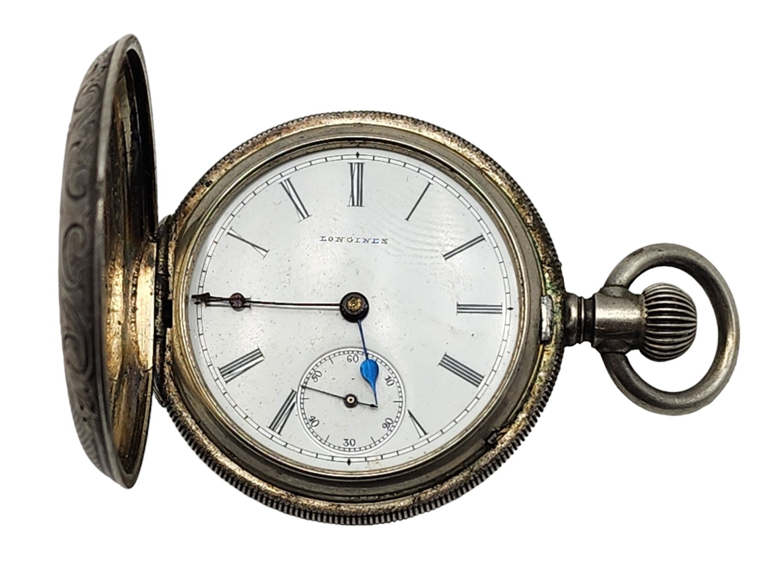 Antique LONGINES Sterling Silver Pocket Watch HUNTER CASE eBay