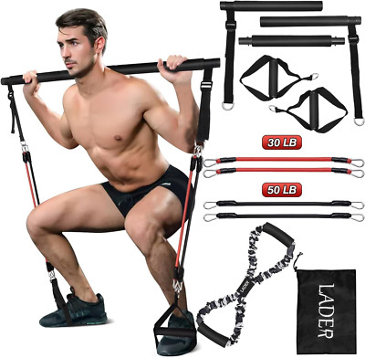Pilates Bar Kit with Resistance Band, Yoga Pilates Bar, Portable Home Gym Pilate