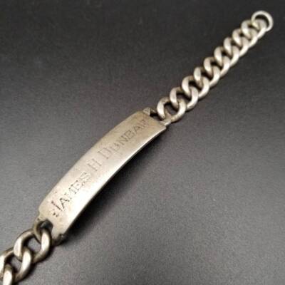 WWII Mexico ID Tag Rectangle Plate Vintage Military Bracelet 925