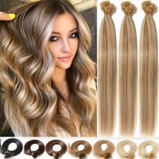 Pre-bonded Fusion Keratin Glue Nail U Tip Remy Human Hair Extensions Straight 22