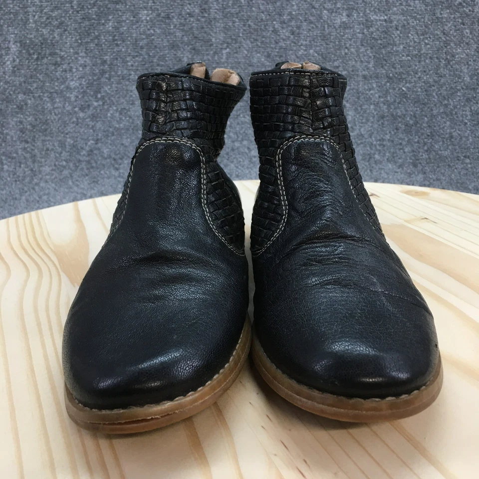 Botas Hush Puppies para mujer 8,5 M botines al tobillo negras punta almendra cremallera trasera tejidas Foto 4 de 4