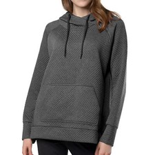GREEN TEA WOMEN'S QUILTED HOODED PULLOVER CHARCOAL  S-M-L-XXL NEW