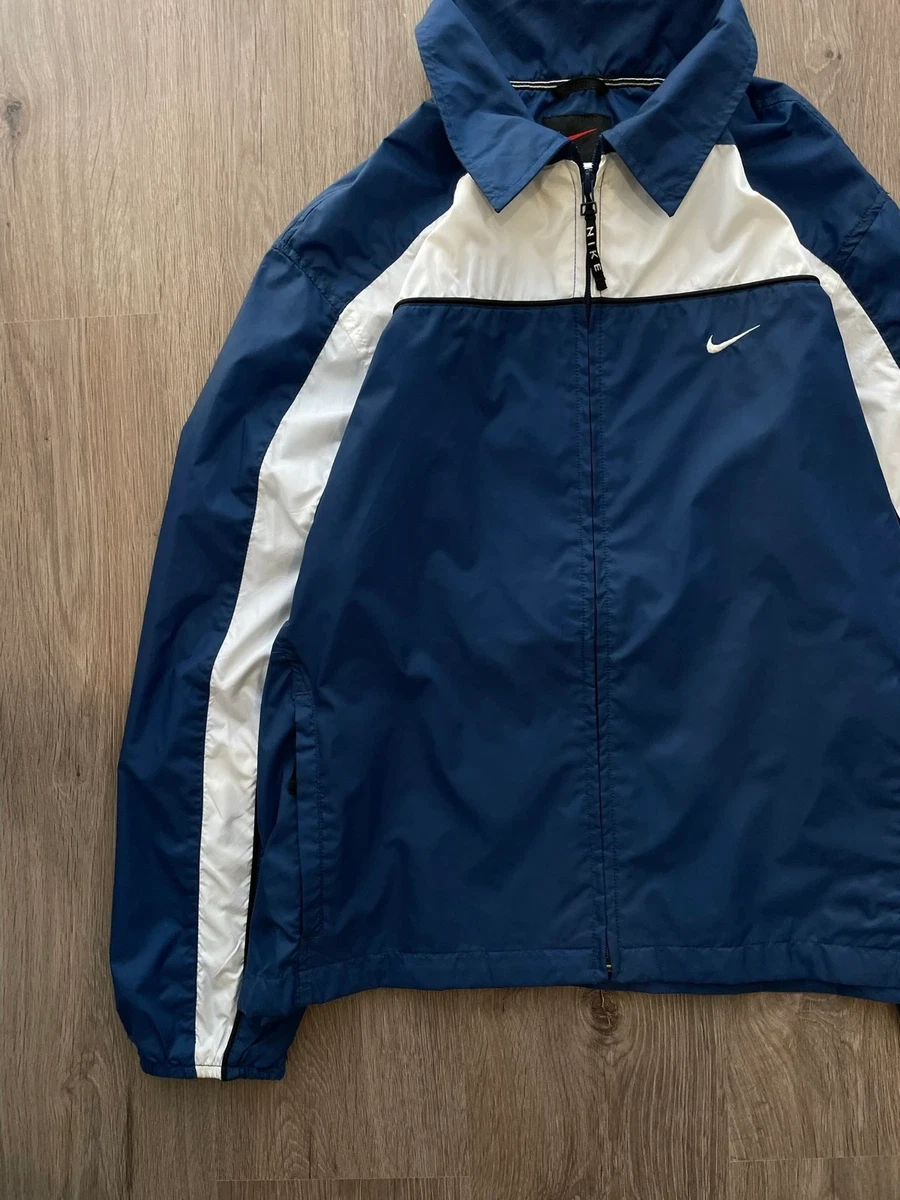 VTG Nike Nylon Blue Jacket Y2K Big Swoosh | eBay