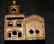 Antique A.C. Williams (1905-1934) Gilded Cast Iron Mosque Still Bank FS