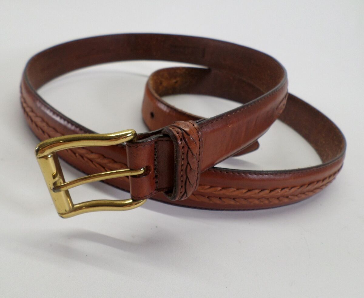 John Henry Leather Belt 44 Braided Inlay Vegtan Cowhide John Henry Leather Belt 44 Braided Inlay Vegtan Cowhide