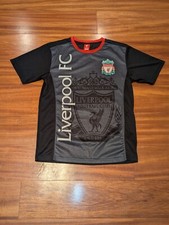 Liverpool FC LFC Jersey Graphic Shirt sz M Men Black Poly Crewneck Soccer Futbol