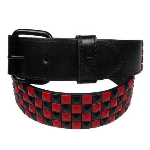4 Row Pyramid Checkered Belt Mens Womens Studded Belts with Removable Buckle - Picture 4 of 4