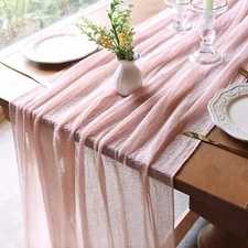 Pink Table Runner 30X118 Inches for Spring Easter Decor Dusty Pink Cheesecloth T
