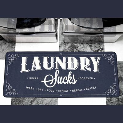 Grip-Back Woven Printed Rug, Laundry Room Mat Runner - Laundry Sucks 23'' x 54''