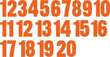 1-20 Numbers Orange Sticker Vinyl Decals CHOOSE  1" - 8"  (V590)