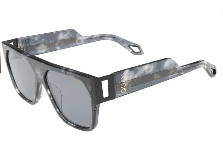QUAY Go Off Polarized Flat Top Square Shield Sunglasses — Tortoise Acetate Frame NEW Quay Shield POLARIZED Sunglasses GO OFF Black Tort  main image 3