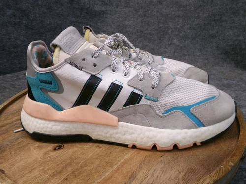 adidas Nite Jogger White Hi-Res Aqua Mens Size 11.5 US Athletic Sneakers Shoes