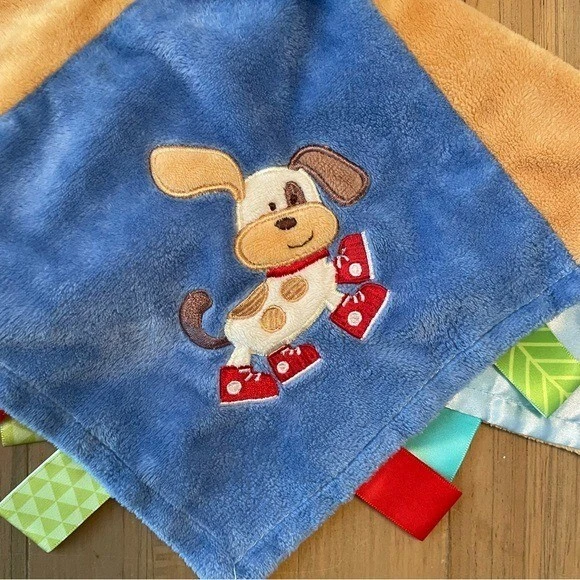 Taggies Cachorro Perro Lovey Manta de Seguridad Pestañas Coloridas Sensorial Satinado Espalda Foto 2 de 4