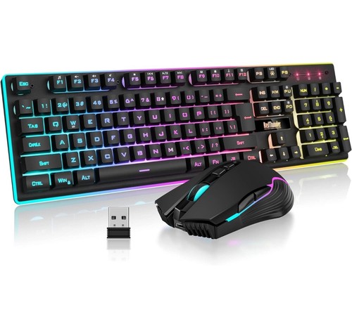 Black RedThunder K10 Wireless Gaming Keyboard & Mouse Combo (LED Backlit)
