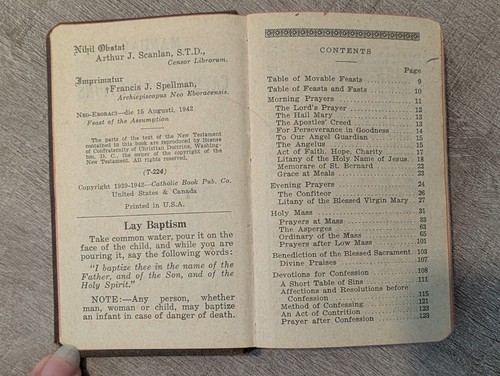 1942 POCKET PRAYER BOOK Manual of Catholic Devotions Father Lelen 4.5"x2.75"x.5" - Picture 7 of 12