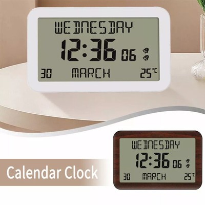 Easy To Read Radio Controlled Calendar Clock Displays Time Day Date ...