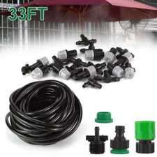 33FT Outdoor Misting Cooling System Garden Irrigation Water Mister Nozzles US