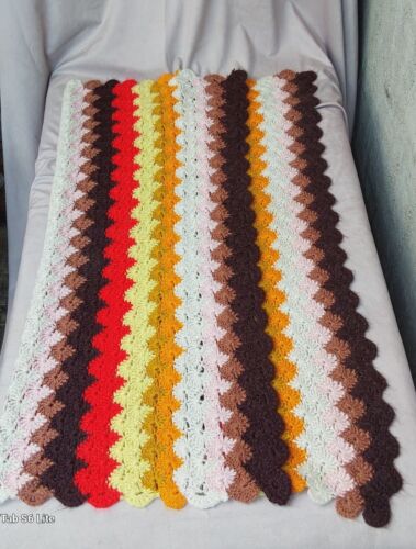 Retro Handmade Crochet Baby Crib Blanket Throw Lap Roseanne 50x45". Vintage