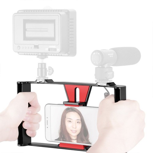 Video Camera Cage Stabilizer Handle Rig for iPhone Samsung 4~7 inch Smart Phone - Picture 1 of 9