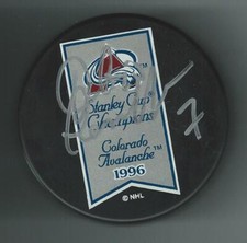 Curtis Leschyshyn Signed Avalanche 1996 Stanley Cup Champions Banner Puck