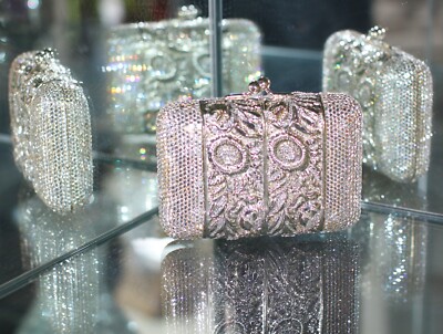 Judith Leiber SWAROVSKI CRYSTAL SILVER FILIGREE FLOWER