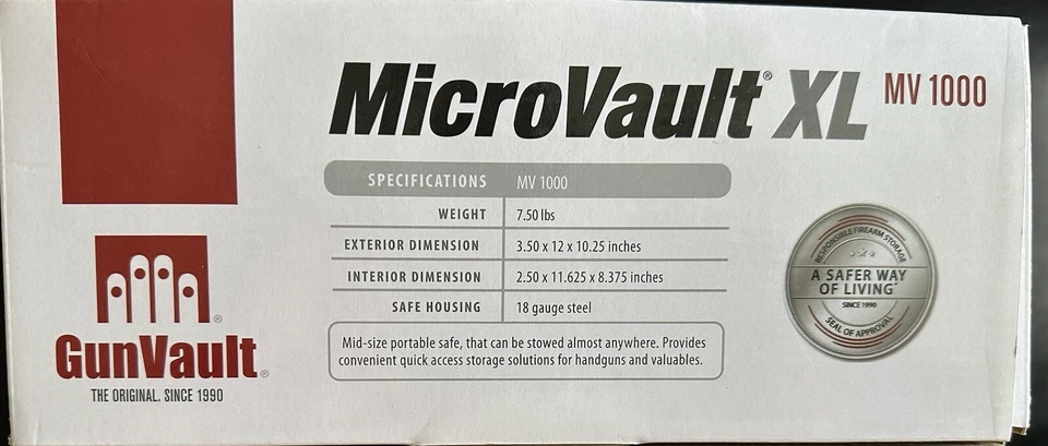 Pistola de huellas dactilares GunVault MV1000 MicroVault XL segura Foto 3 de 4
