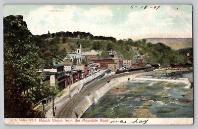 1907 Mauch Chunk from the Mountain Road PA Vintage Postcard UDB Ships Train