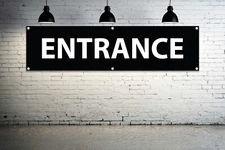 ENTRANCE Generic Vinyl Banner Sign Enter Guidance Event Signage Entrada Aviso